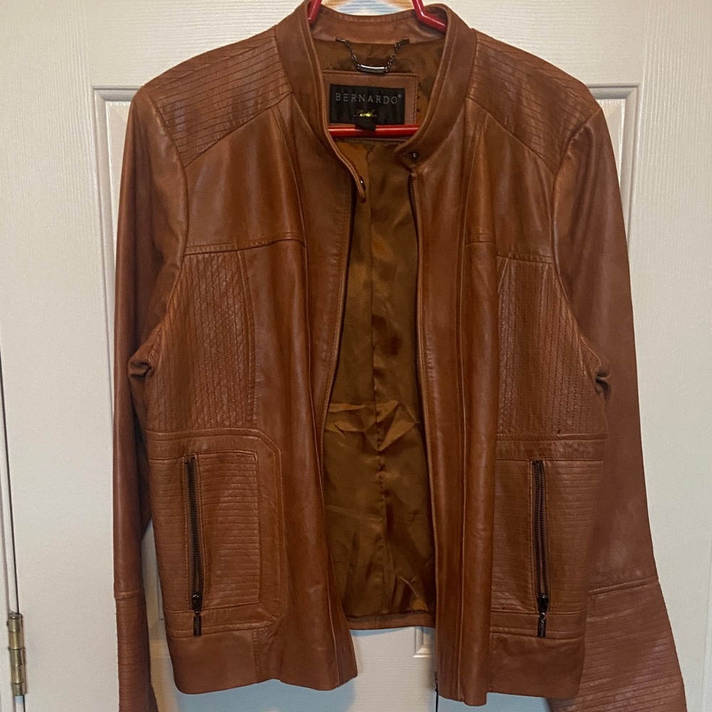 Bernardo Tan Leather Jacket - Picture 2 of 16